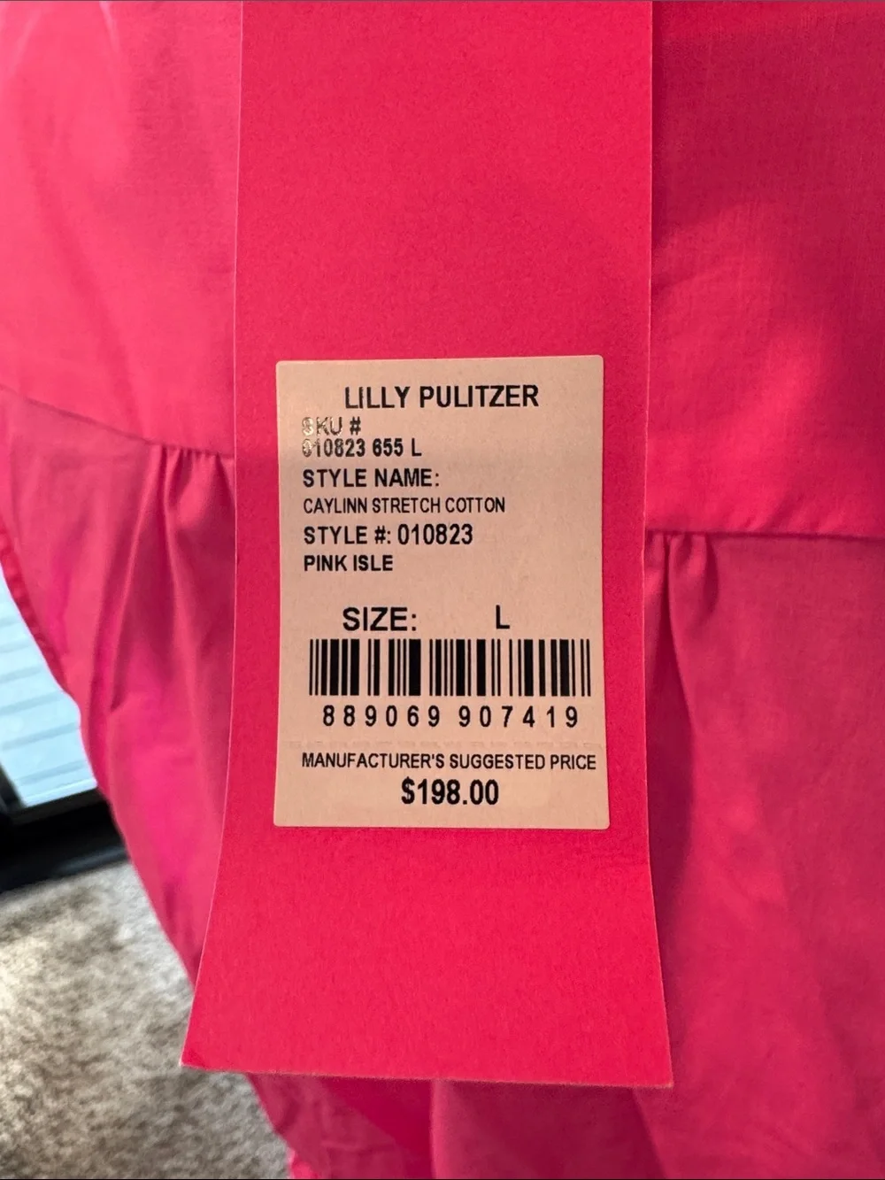 Lilly Pulitzer Caylinn Swing Stretch Shirtdress Isle Pink L NWT - Picture 3 of 3